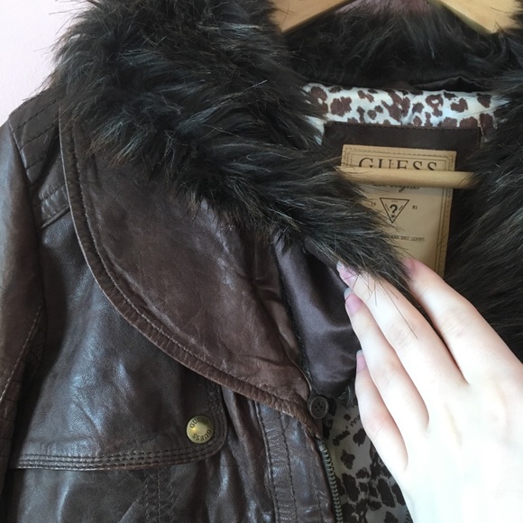 GUESS Brown Leather Jacket - Picture 4 of 7